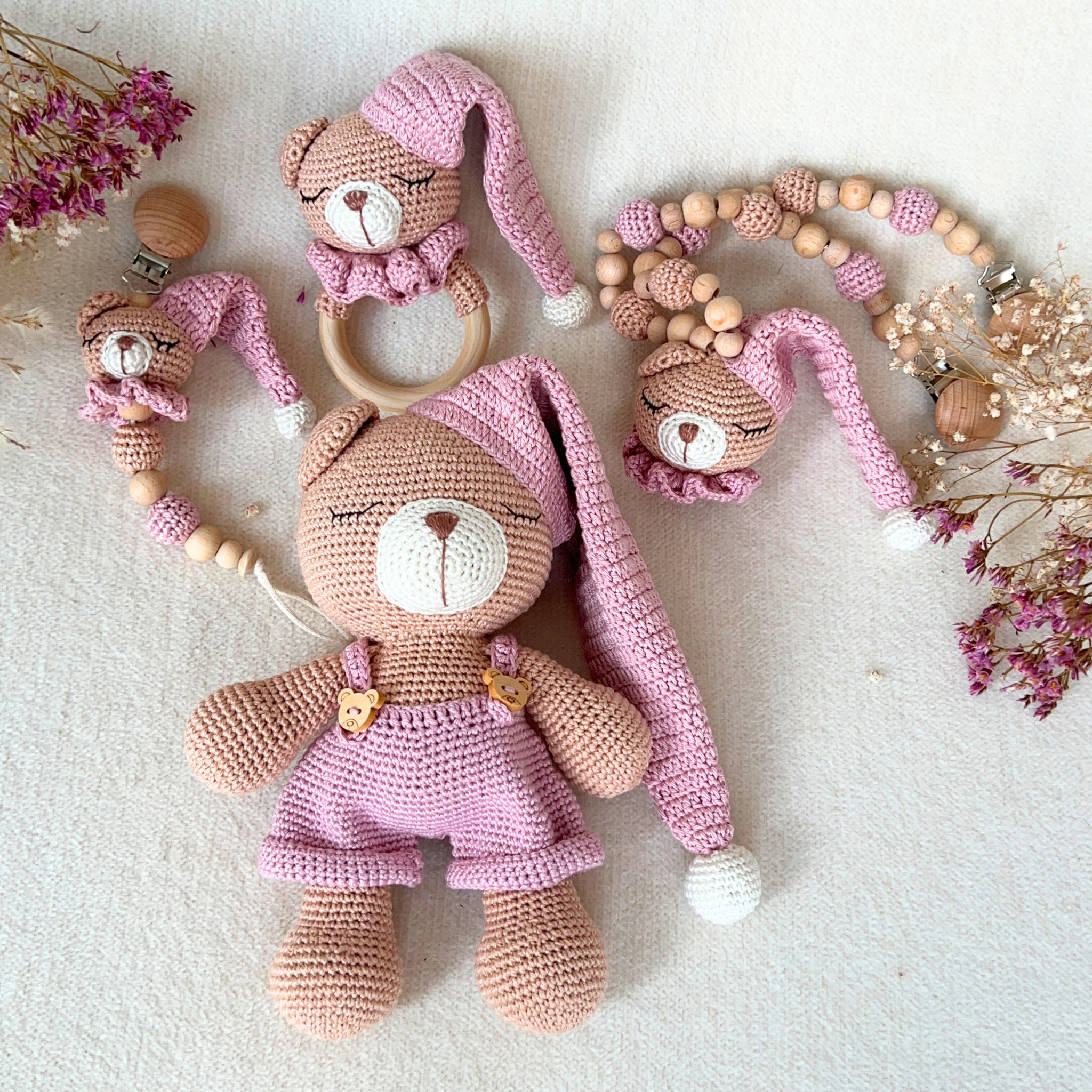 Schlummer-Teddy Lila - 4-teiliges Set