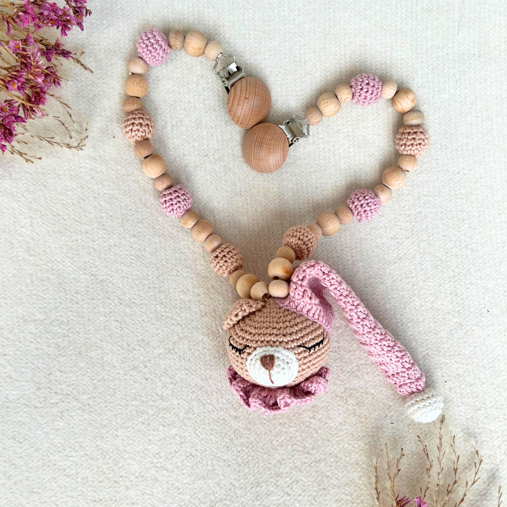 Kinderwagenkette Schlummer-Teddy Lila